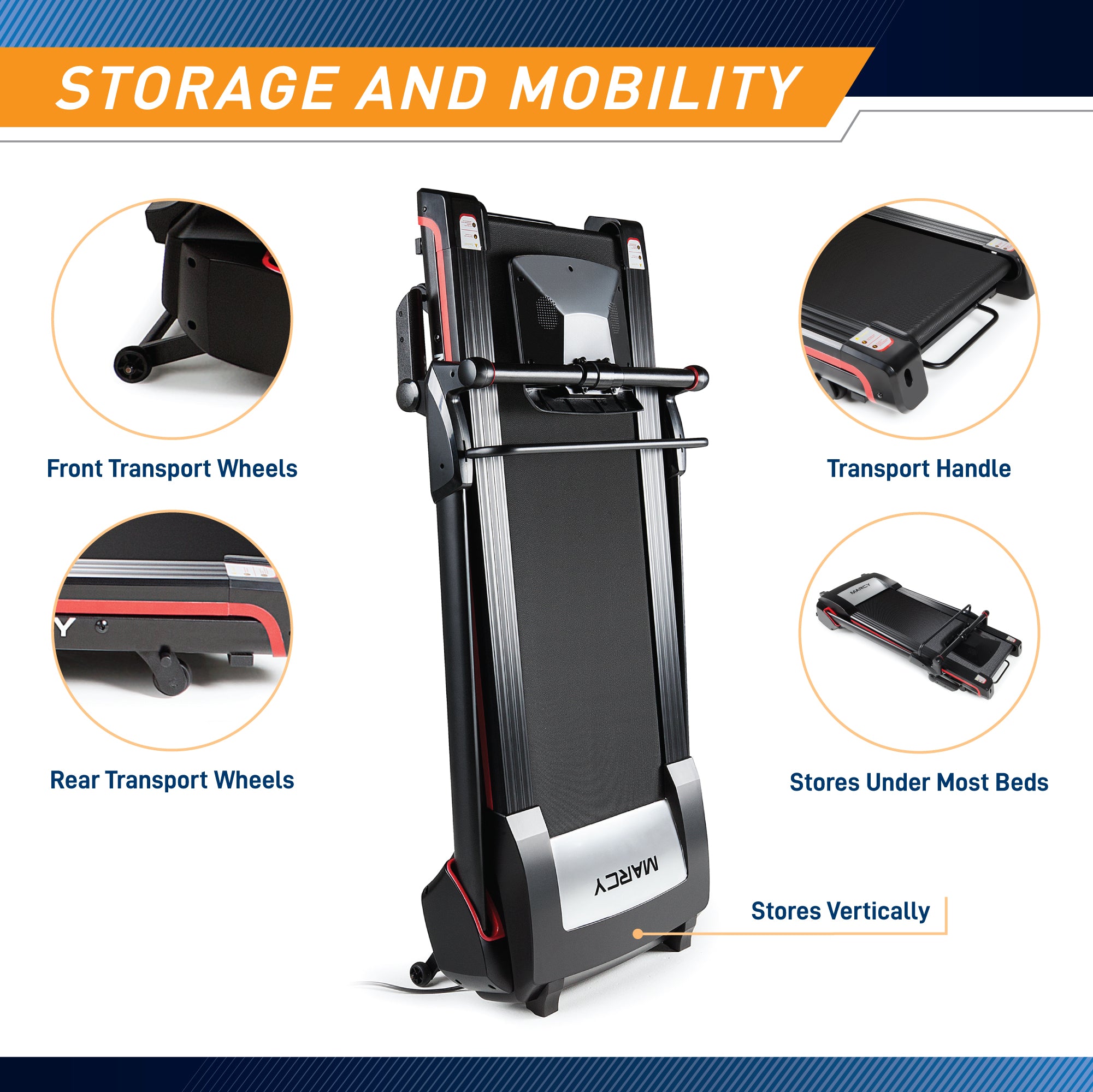 Marcy Easy Folding Motorized Treadmill | JX-651BW