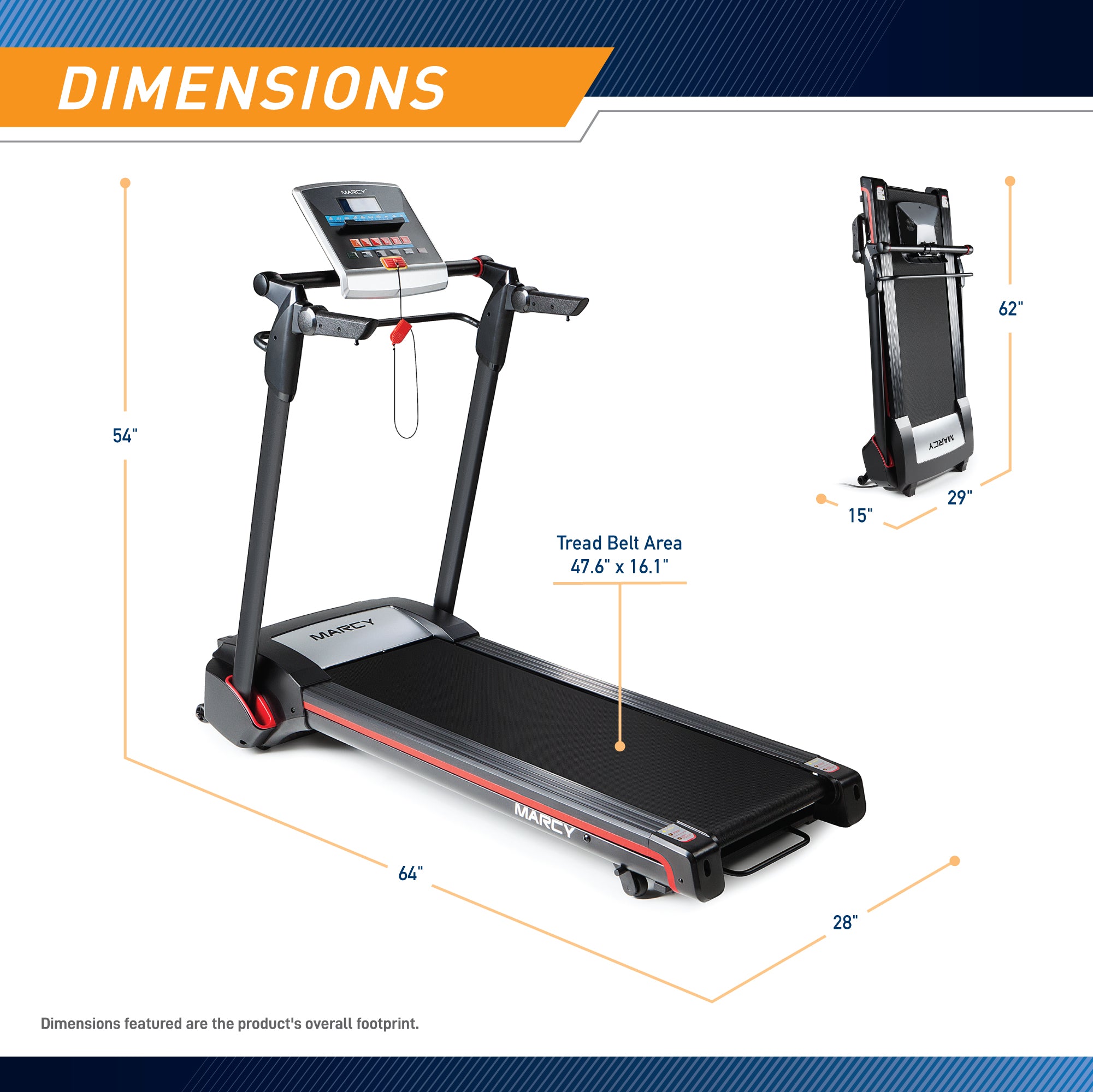 Marcy Easy Folding Motorized Treadmill | JX-651BW